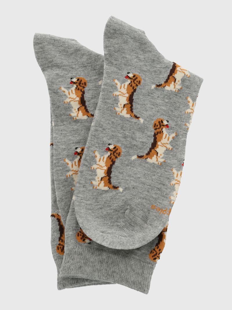 Medias-Para-Mujer-Algodon-Elastano-Beagle-Gris-Hush-Puppies