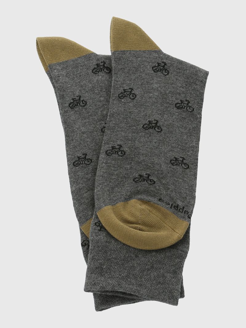 Medias-Para-Hombre-Algodon-Elastano-Cuff-Bikes-Gris-Oscuro-Hush-Puppies