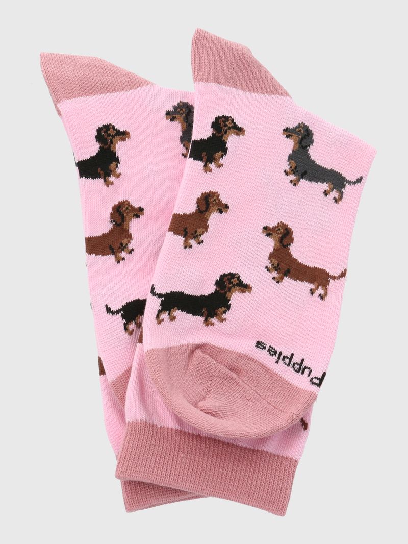 Medias-Para-Mujer-Algodon-Elastano-Dachshund-Rosado-Hush-Puppies