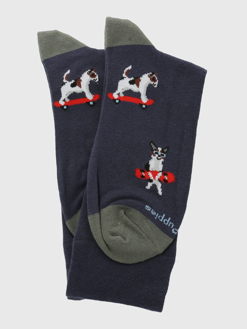 Medias-Para-Hombre-Algodon-Elastano-Cuff-Skatedog-Azul-Hush-Puppies