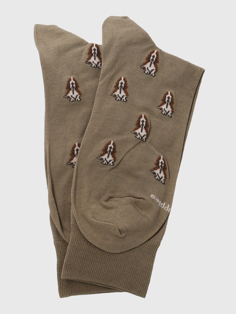 Medias-Para-Hombre-Algodon-Elastano-Dogs-Cafe-Claro-Hush-Puppies