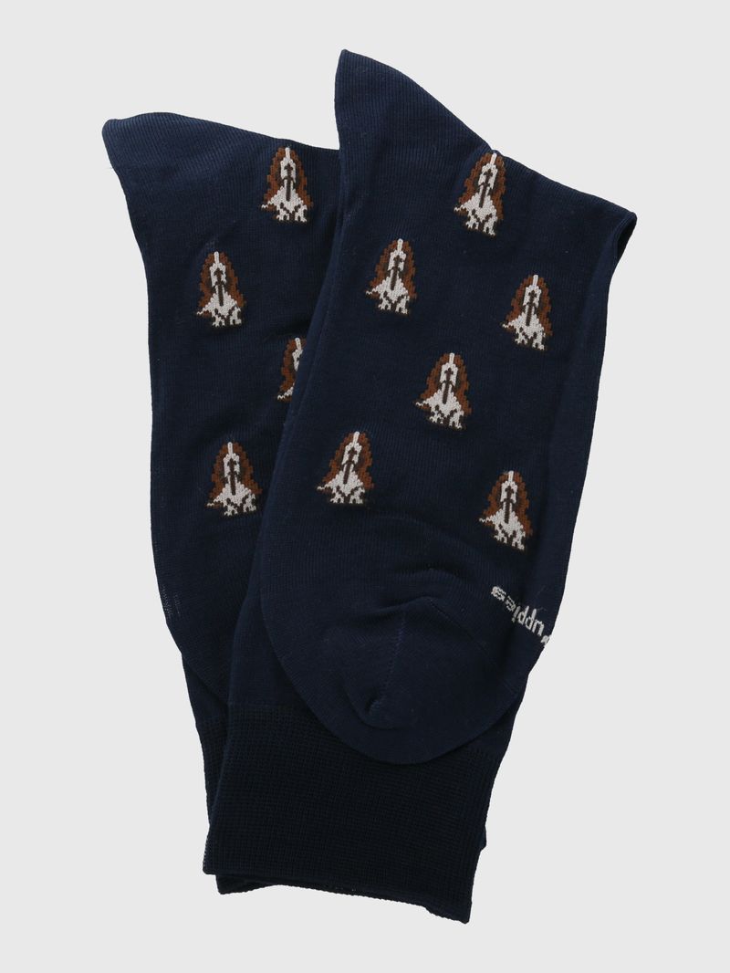 Medias-Para-Hombre-Algodon-Elastano-Dogs-Azul-Oscuro-Hush-Puppies