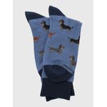 Medias-Para-Hombre-Algodon-Elastano-Dachshund-Azul-Hush-Puppies