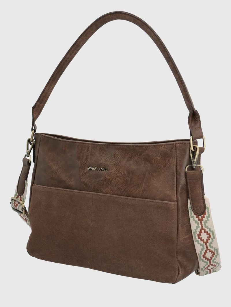 Cartera-Para-Mujer-Sintetico-Cuero-Laddler-Bag-Marron-Hush-Puppies