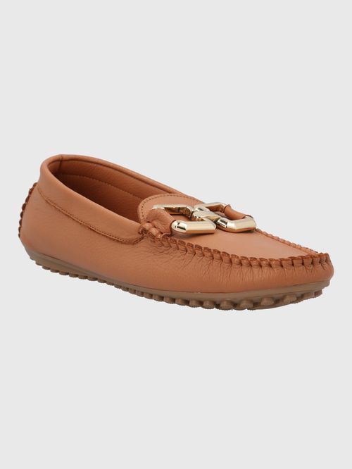 Mocasín Para Mujer Cuero Rodeo Café Hush Puppies