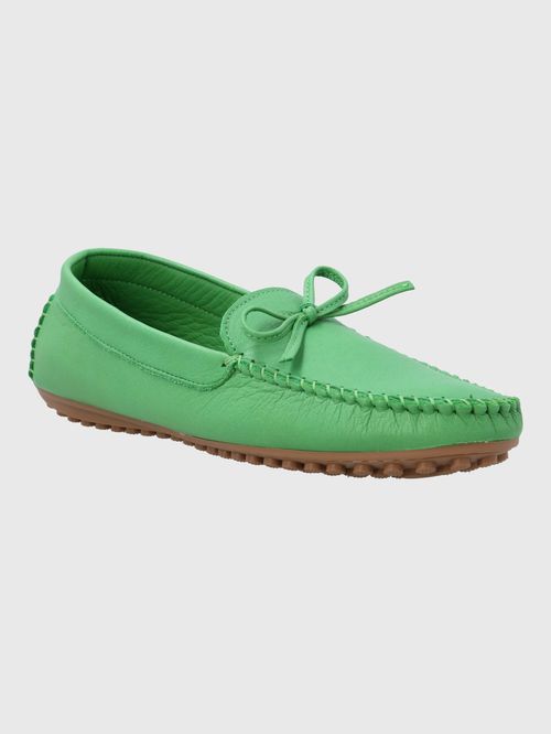 Mocasín Para Mujer Cuero Tado Verde Hush Puppies