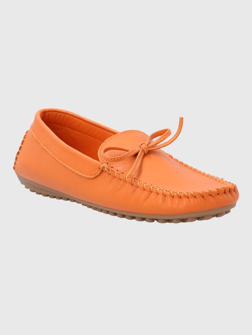 Mocasín Para Mujer Cuero Tado Naranjo Hush Puppies