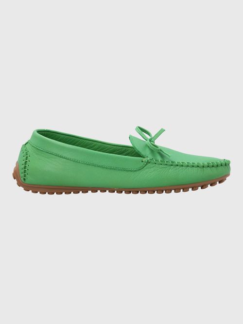 Mocasín Para Mujer Cuero Tado Verde Hush Puppies