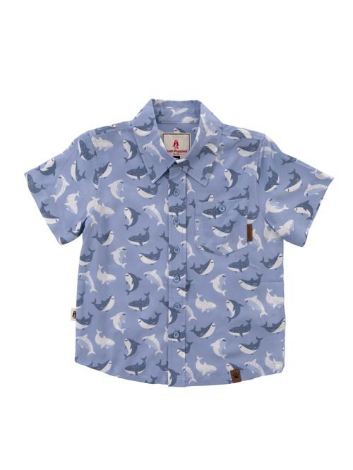 Camisa Para Niño Manga Corta Viscosa Guayabera Azul Hush Puppies Kids