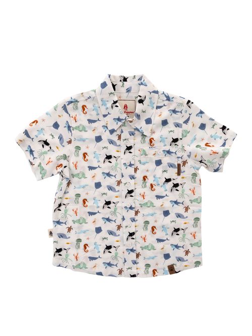 Camisa Para Niño Manga Corta Viscosa Guayabera Blanco Hush Puppies Kids