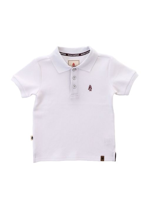 Polo Para Niño Manga Corta Algodón Pique Blanco Hush Puppies Kids