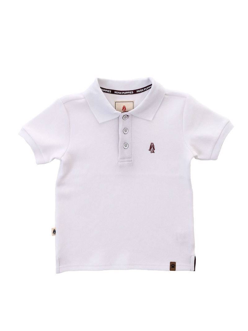 Polo-Para-Niño-Manga-Corta-Algodon-Pique-Blanco-Hush-Puppies-Kids