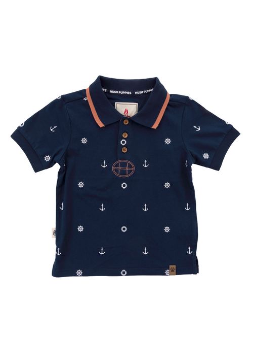 Polo Para Niño Manga Corta Algodón Bonn Azul Hush Puppies Kids