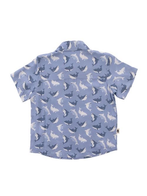 Camisa Para Niño Manga Corta Viscosa Guayabera Azul Hush Puppies Kids