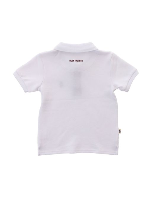Polo Para Niño Manga Corta Algodón Pique Blanco Hush Puppies Kids