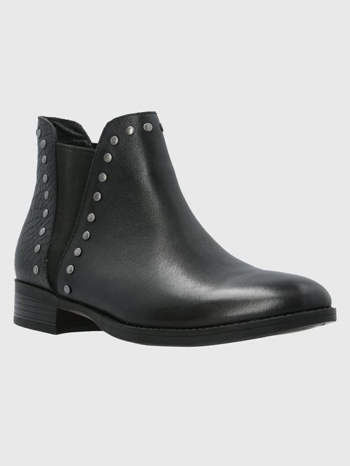 Botín Para Mujer Cuero Alva Negro Hush Puppies