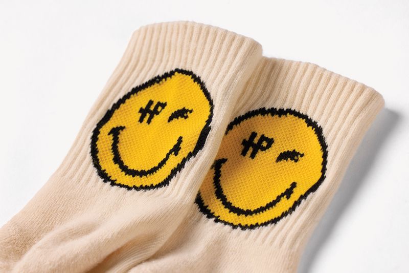 Calcetin-Para-Hombre-Algodon-Hp-X-Smiley-World-Crema-Hush-Puppies