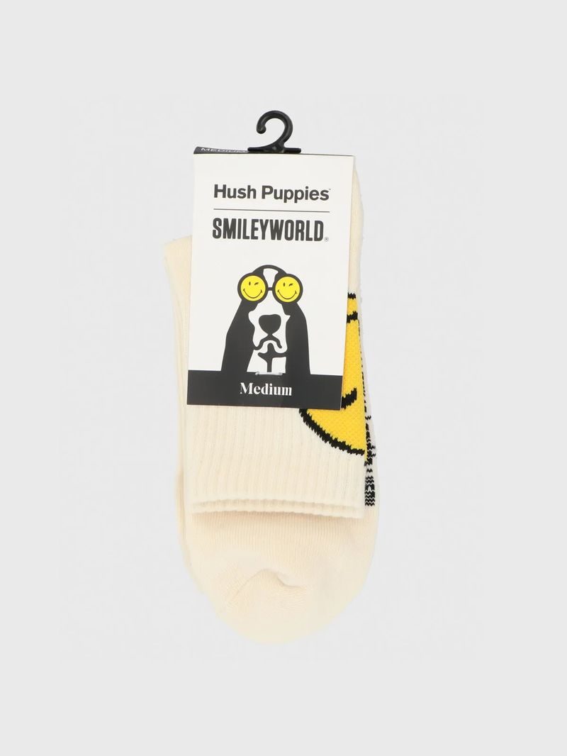 Calcetin-Para-Hombre-Algodon-Hp-X-Smiley-World-Crema-Hush-Puppies